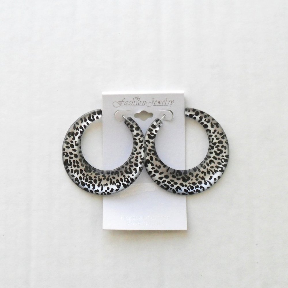 NEW Large Acrylic Leopard Hoops Nickle & Lead Free